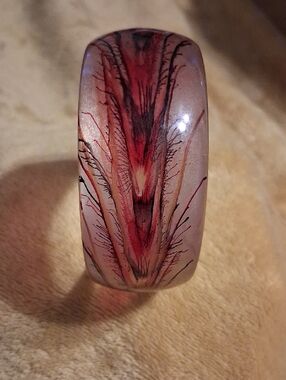 Handmade Resin Bangle Bracelet in Red and Pink